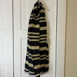 Merona Black and Cream Striped Scarf